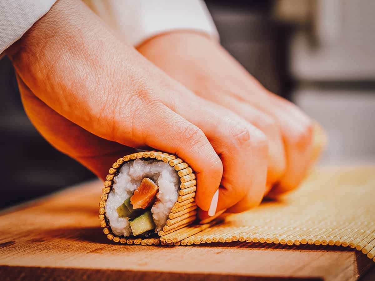 Cooking Class in Nagoya, Japan Making a sushi roll
