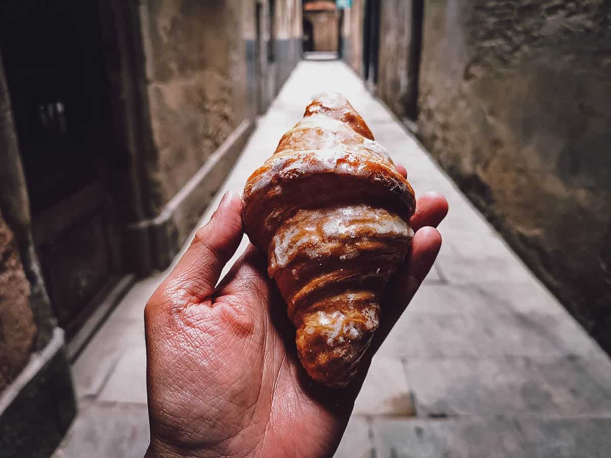 Croissant from a restaurant in Barcelona