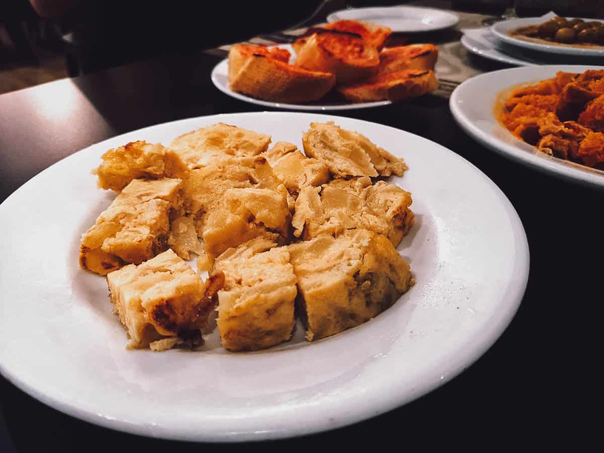 Tortilla española from a Spanish tapas bar in Barcelona