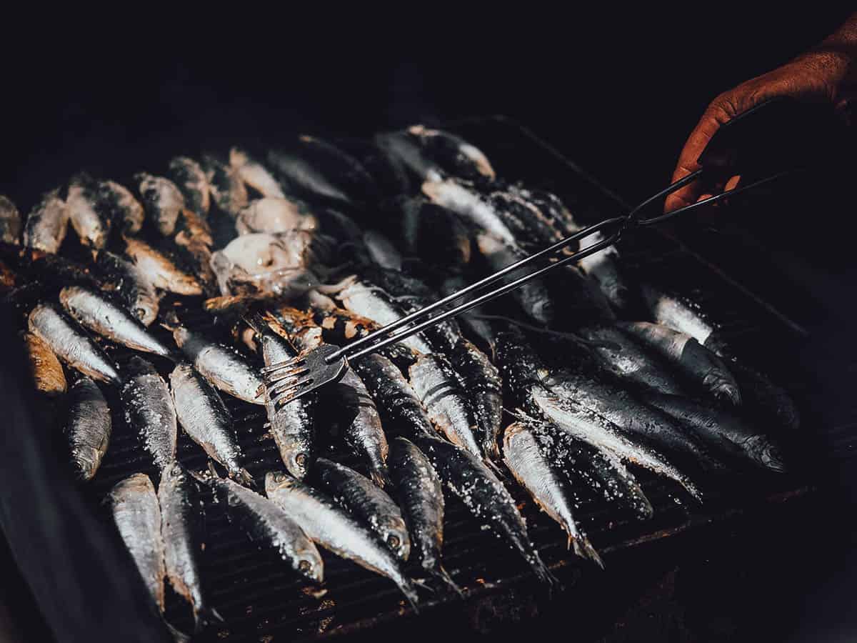 Sardinhas assadas, grilled Portuguese sardines