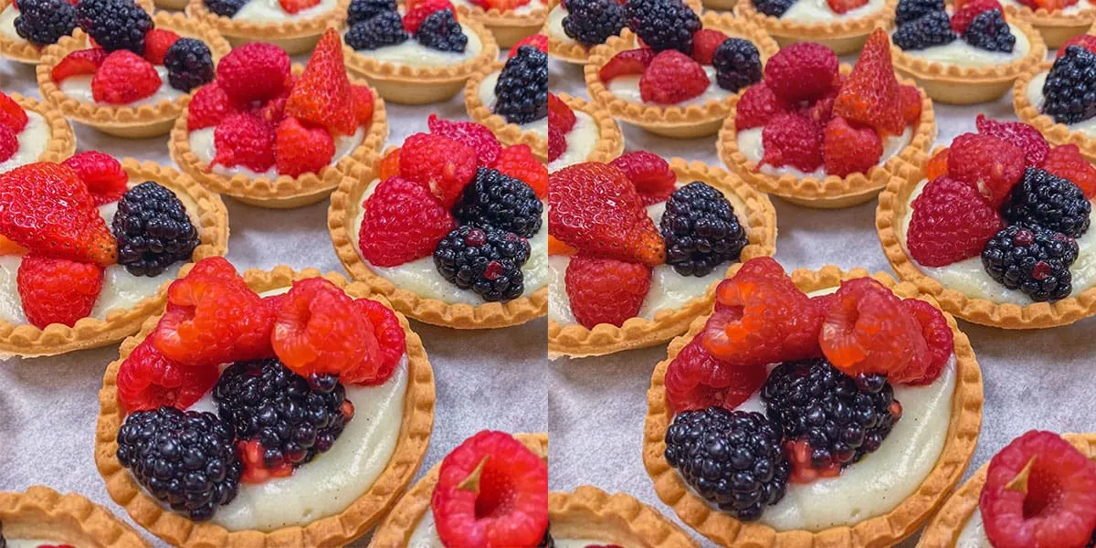 Before and after shots of berry tarts