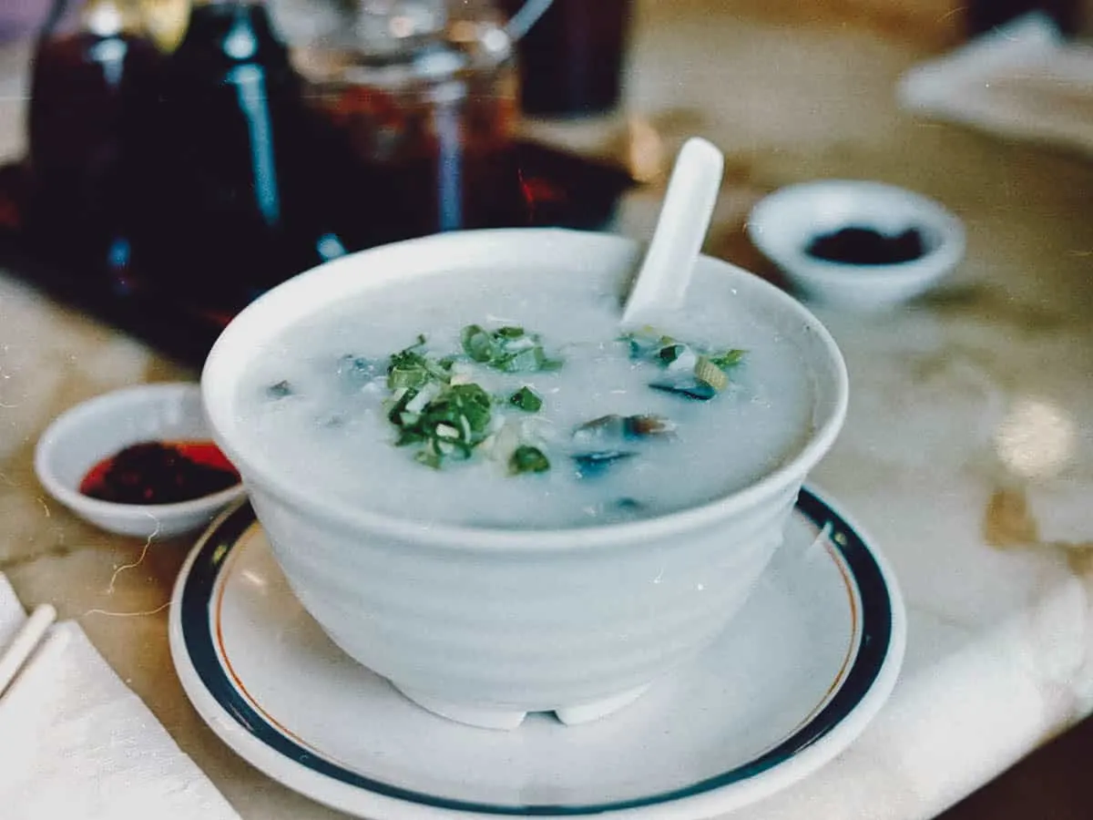 Singapore Food Guide Bowl of congee, a popular breakfast item in Singapore