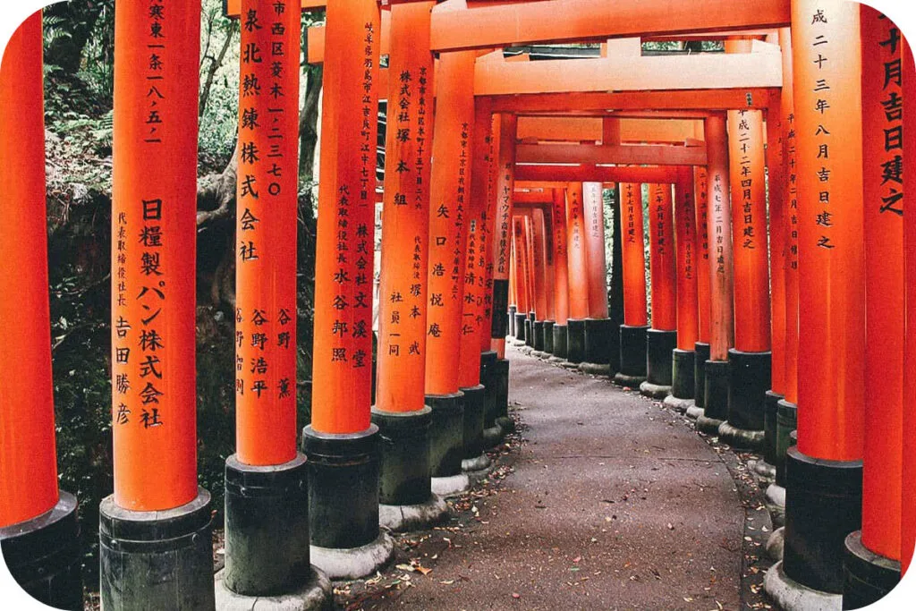 Torii gates at Fushimi Inari Shrine in Kyoto, Japan