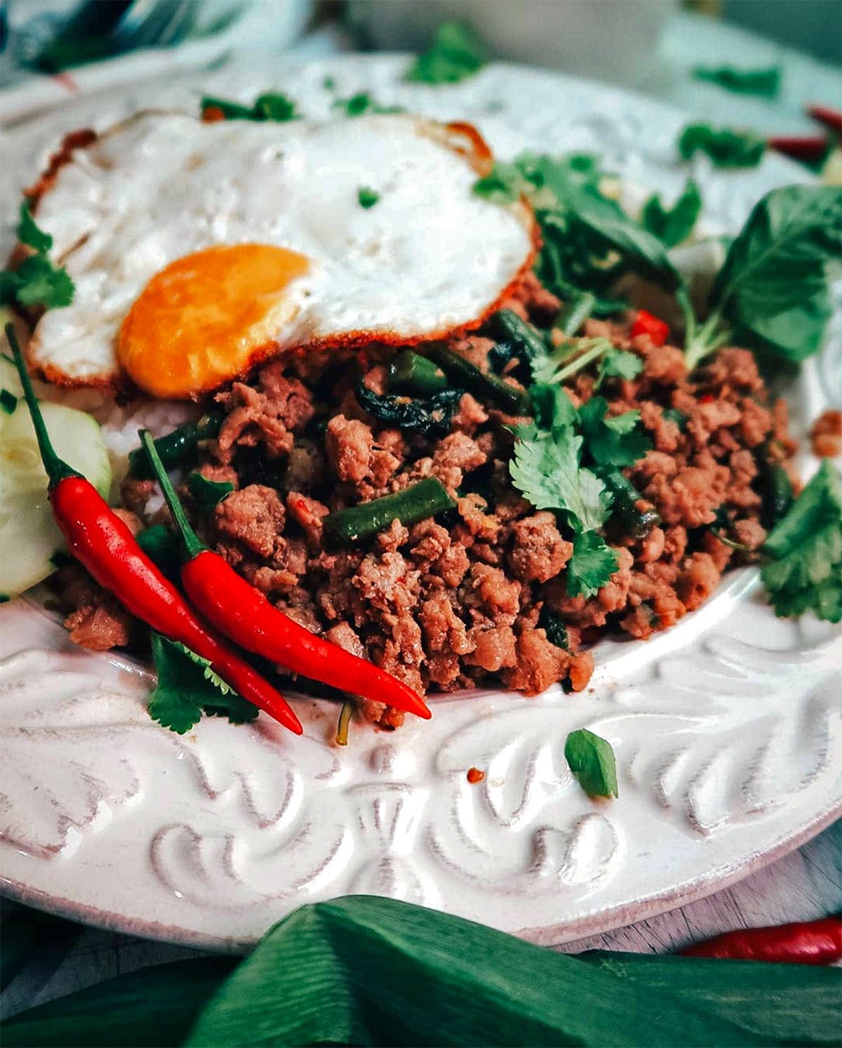 Pad krapow, a beloved stir-fried dish made with lots of sweet basil