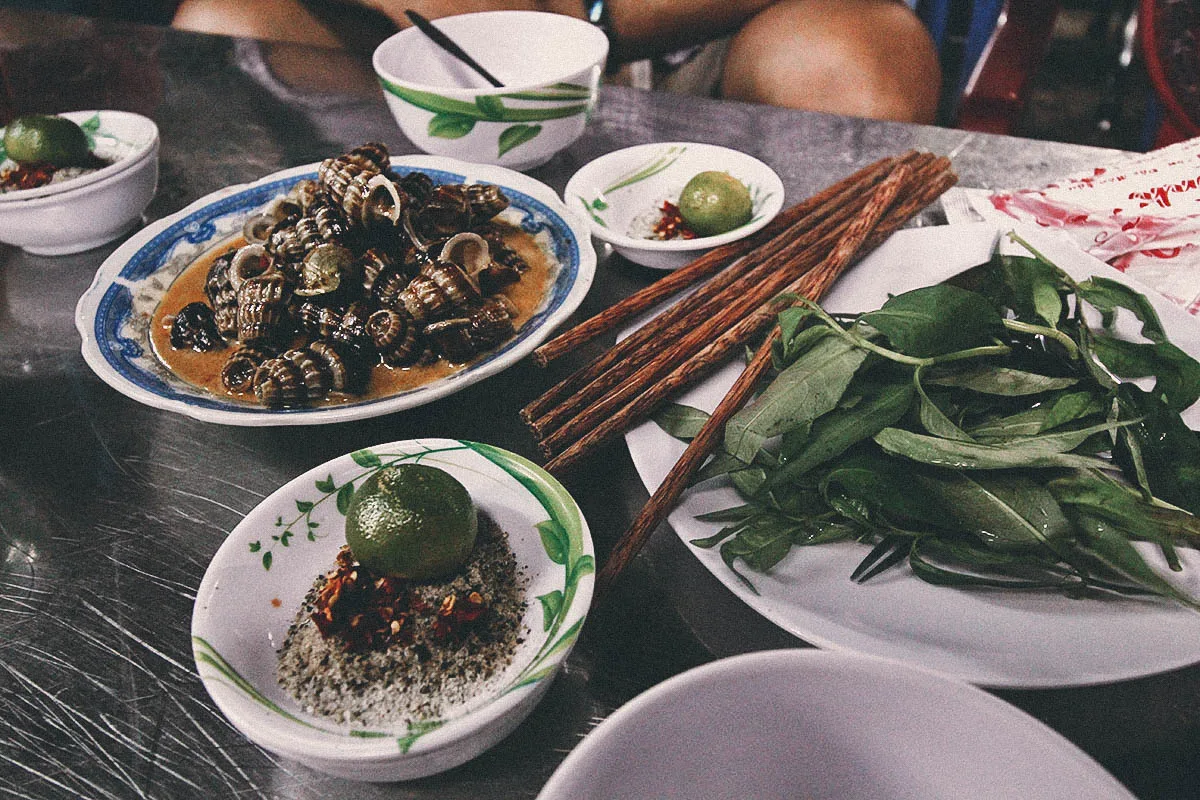 Snails at Oc Oanh along Vinh Khanh Street in Ho Chi Minh City