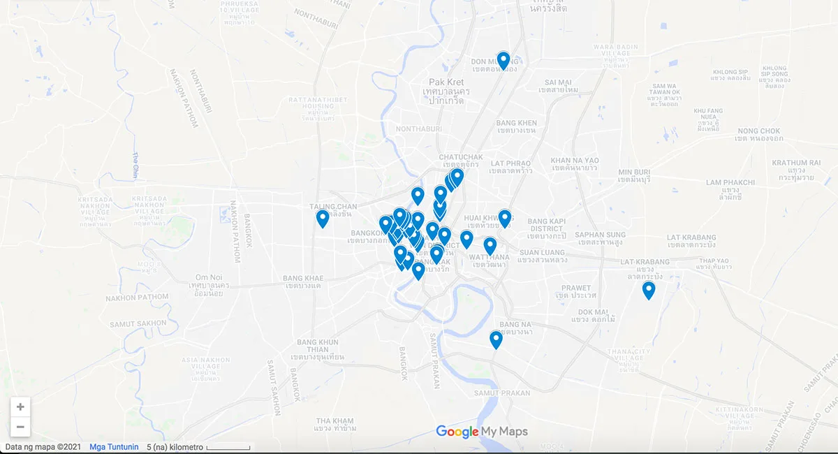 Bangkok attractions map