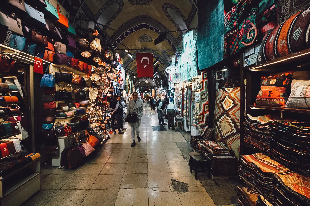 Wares for sale at the Grand Bazaar in Istanbul, Turkey