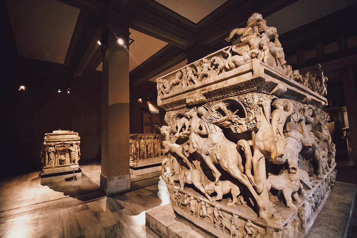 Sarcophagi at the Archaeology Museum in Istanbul, Turkey