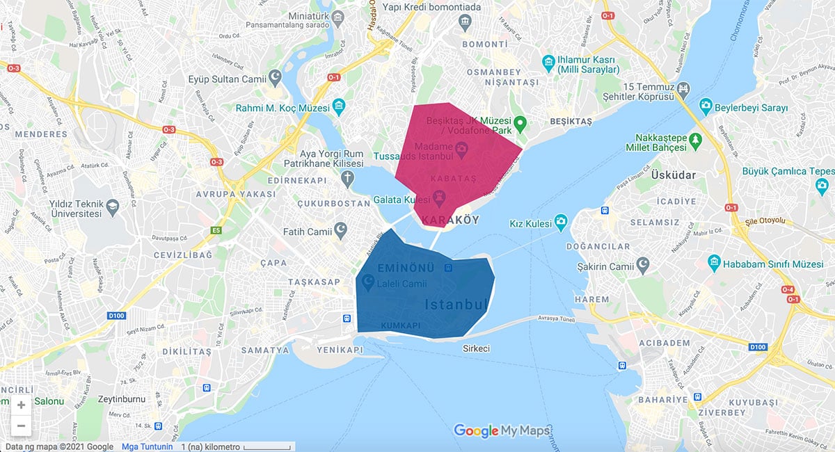 Istanbul area map