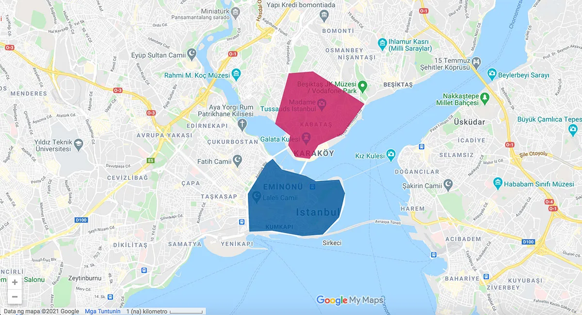 Istanbul area map