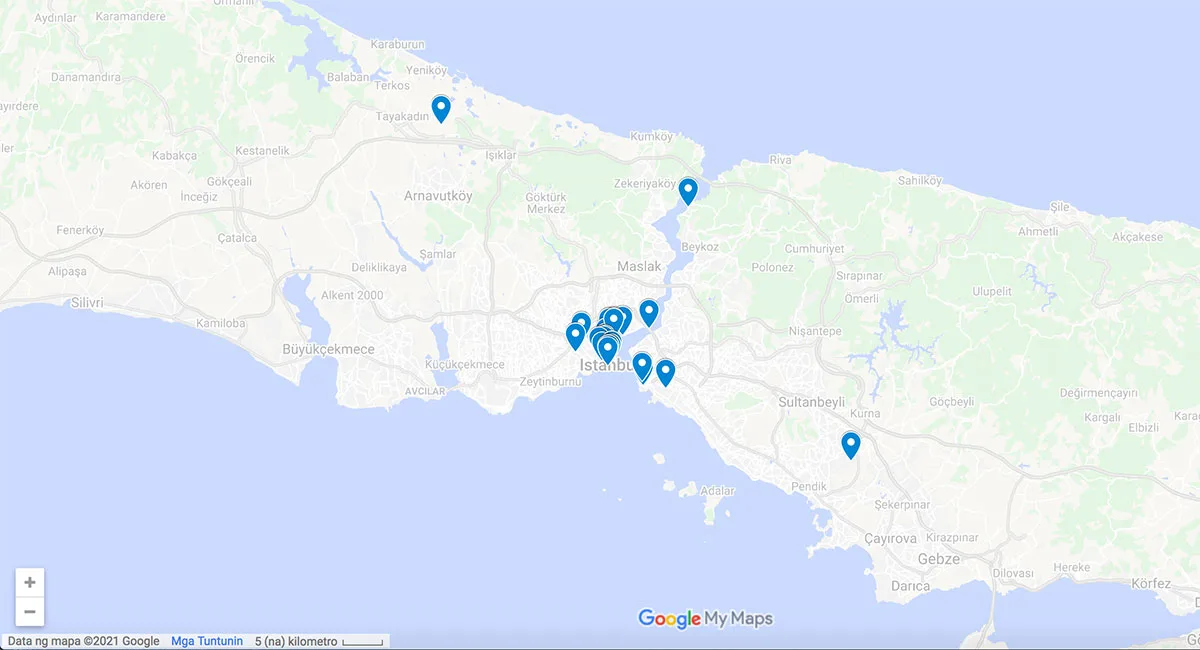 Istanbul attractions map