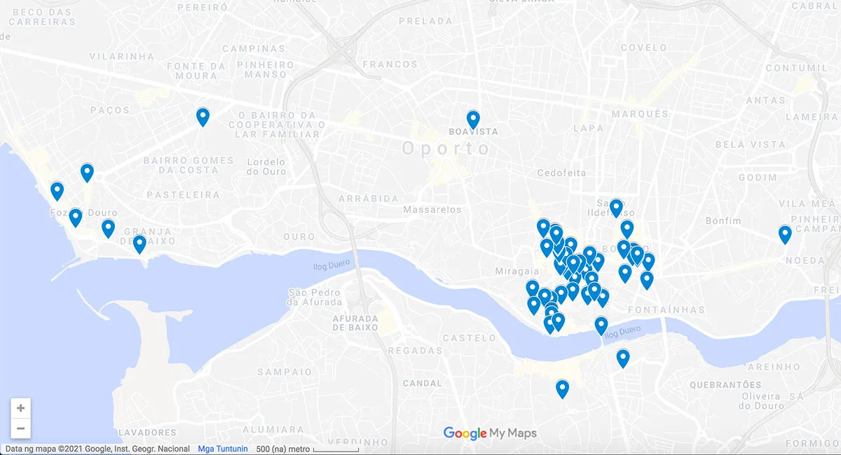 Porto attractions map