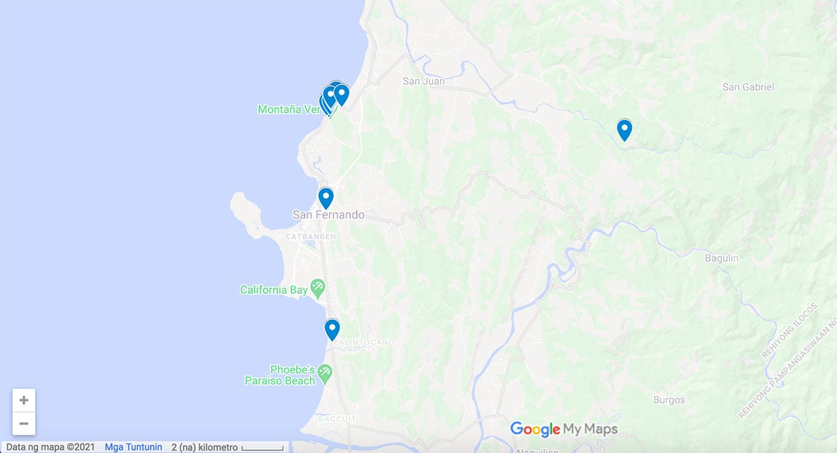 San Juan, La Union attractions map