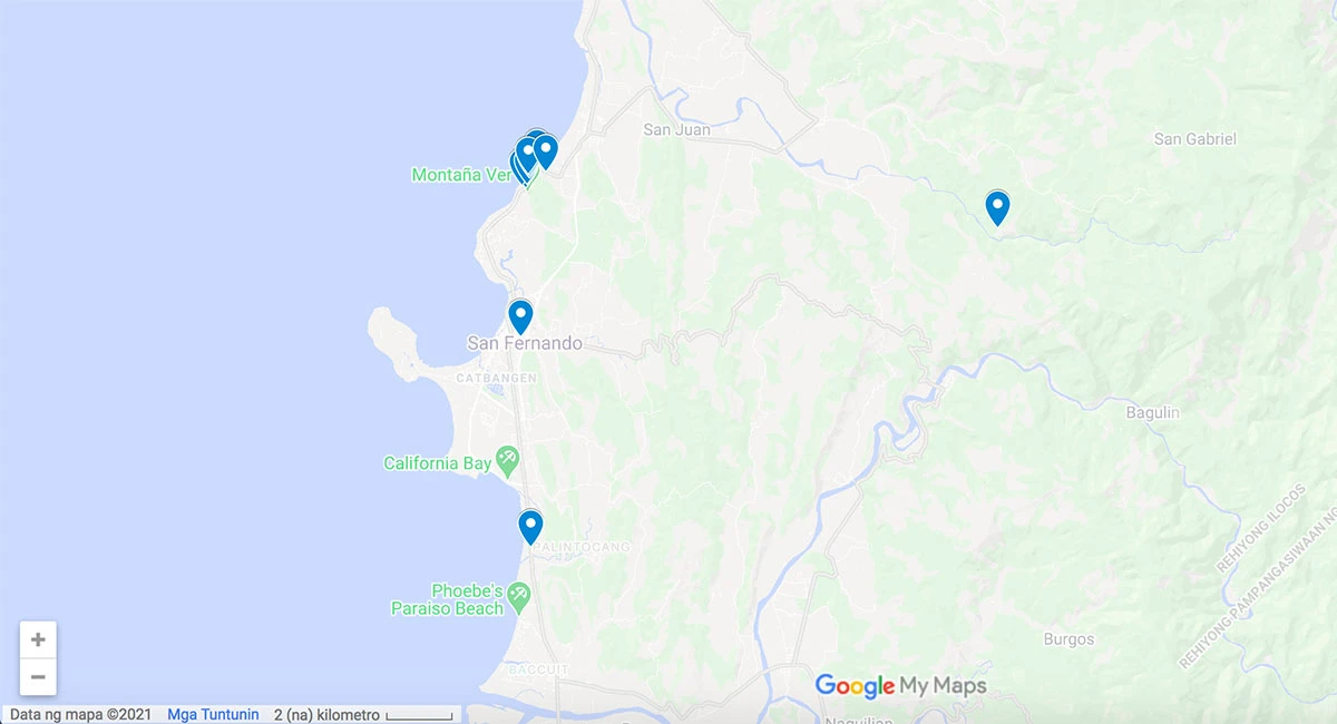 San Juan, La Union attractions map