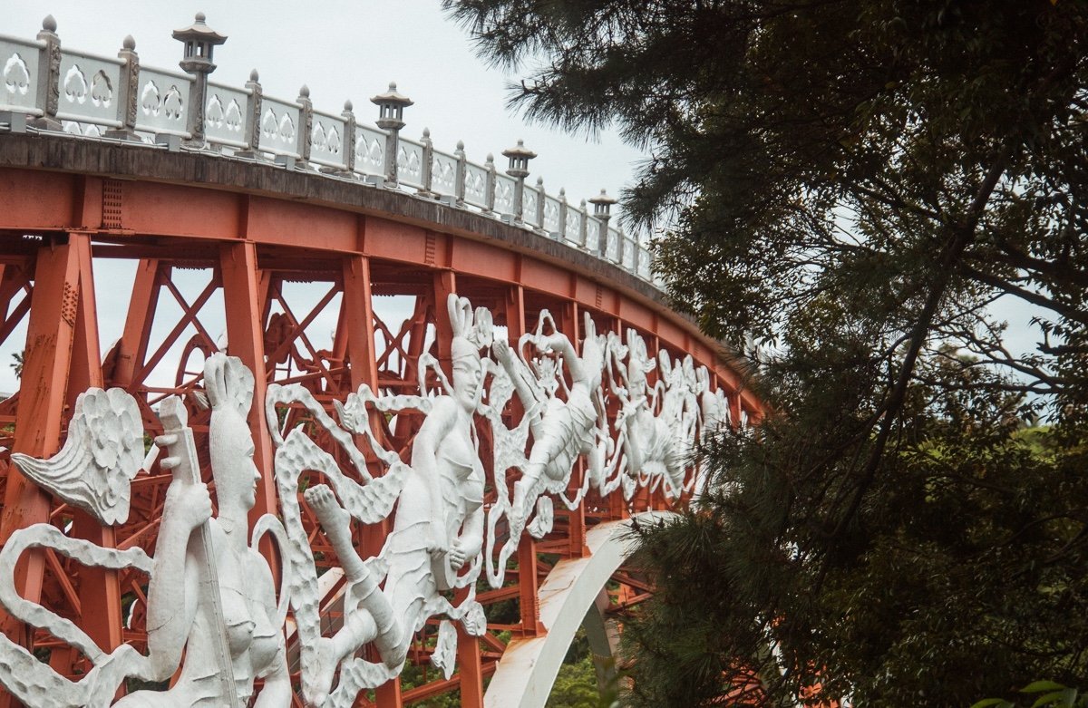 Bridge at Cheonjeyeon Falls on Jeju Island