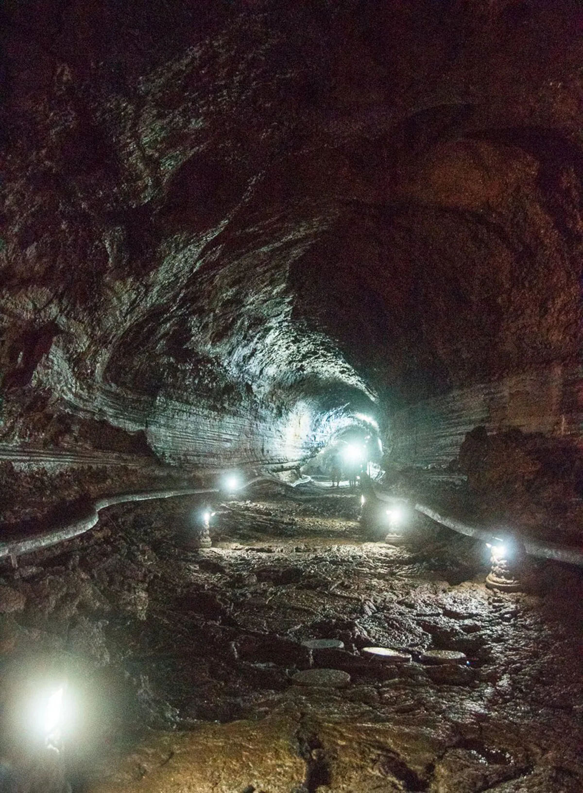 Inside Manjanggul Lava Tube on Jeju Island
