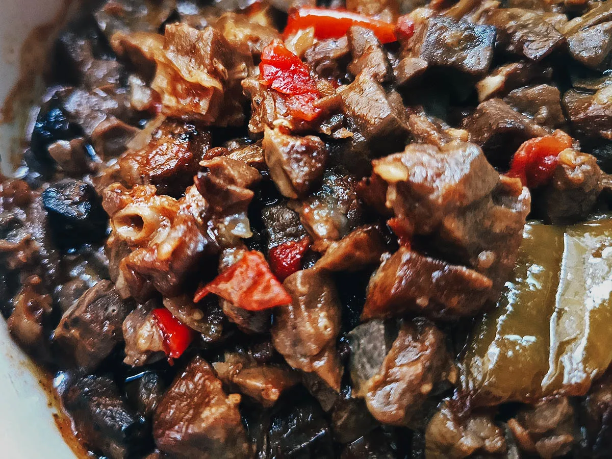Filipino Food Guide Bopis, a delicious dish made with pork heart and lung