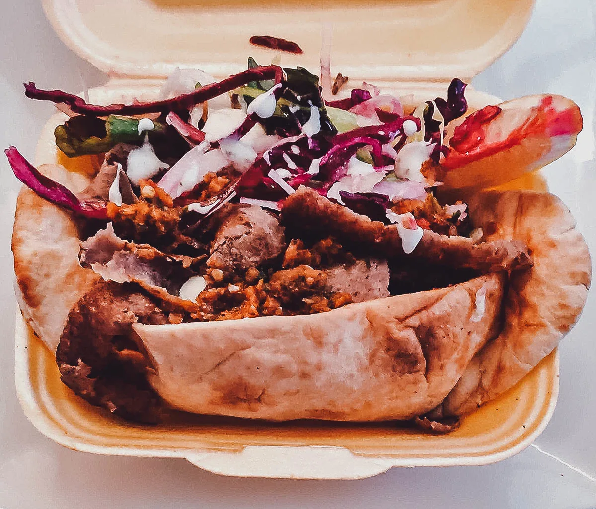 London Food Guide Doner kebab with chilli sauce and garlic sauce