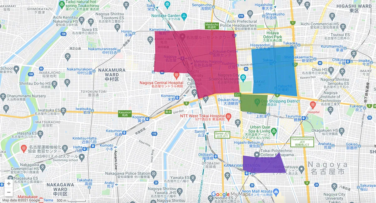 Nagoya area map