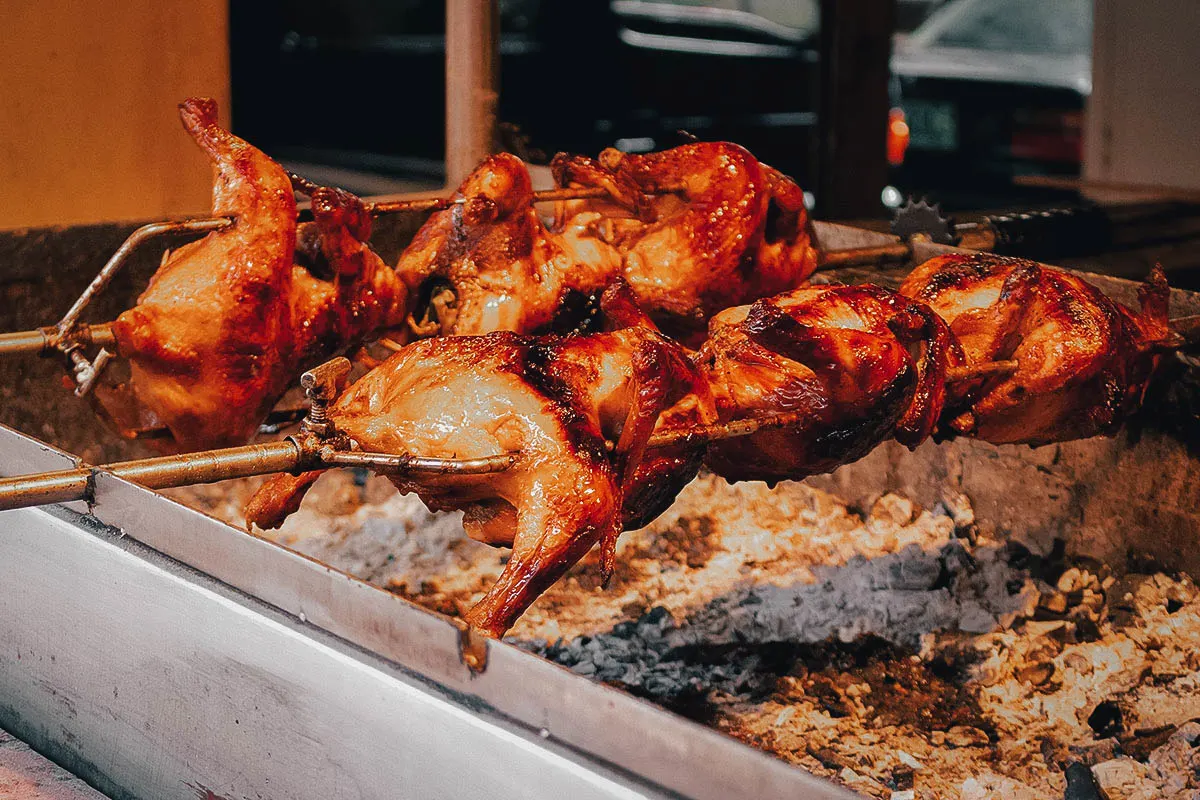 Filipino Food Guide Lechon manok, a type of lechon made with chicken