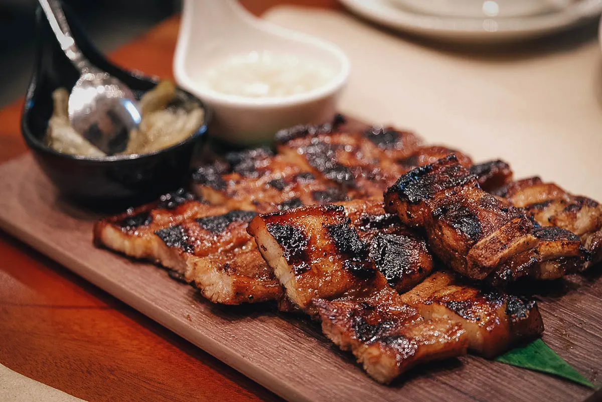 Inihaw na liempo with soy sauce, a popular beef belly dish in the Philippines