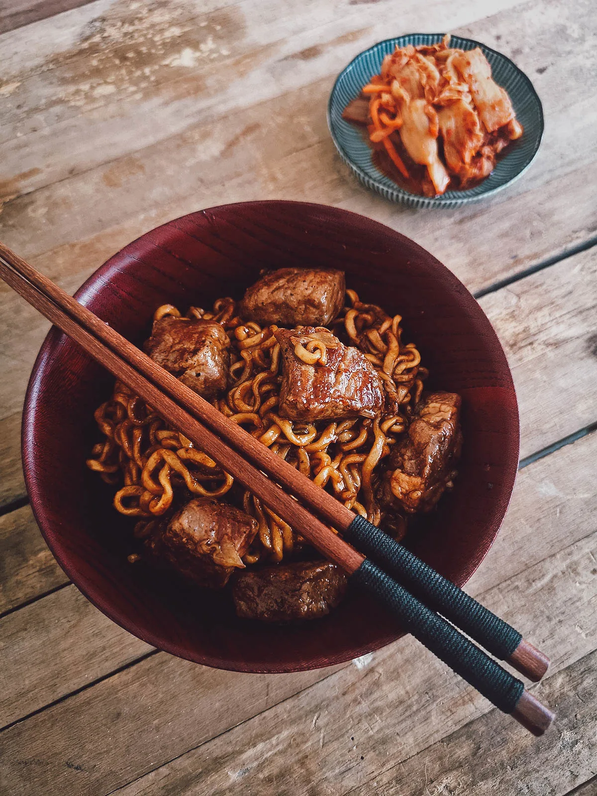 Ram-Don Recipe Bowl of ram-don with kimchi
