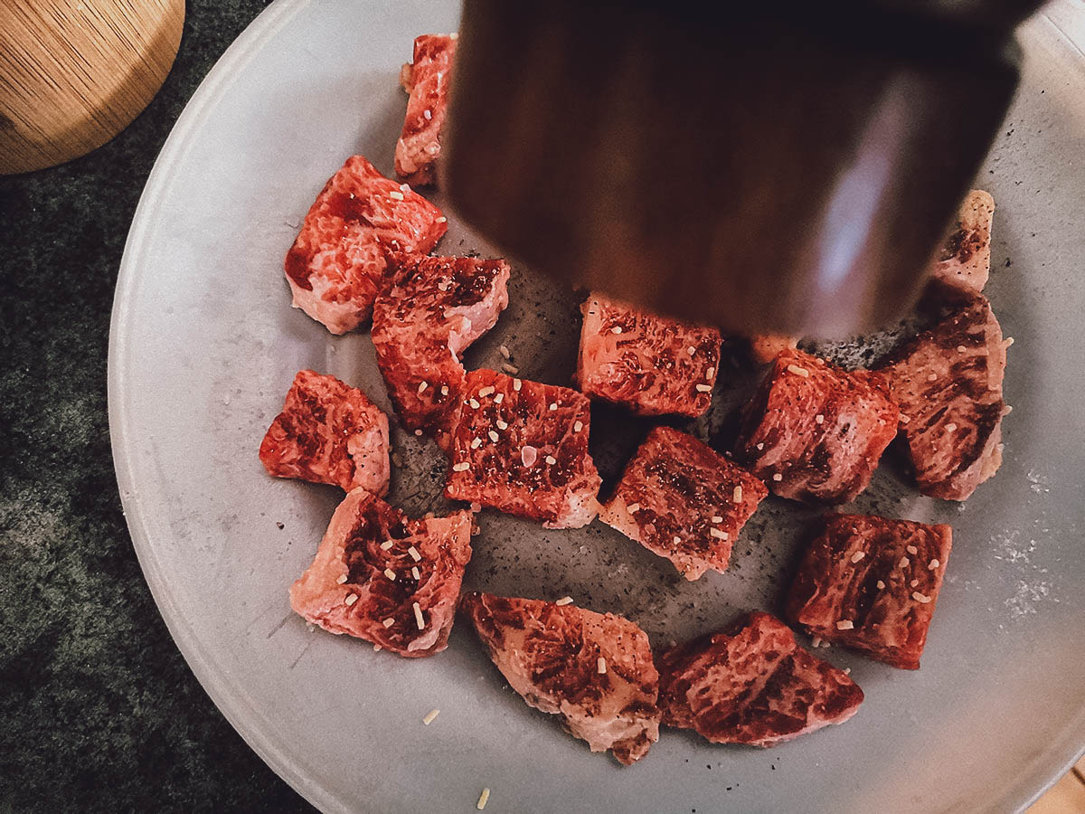 Seasoning the steak