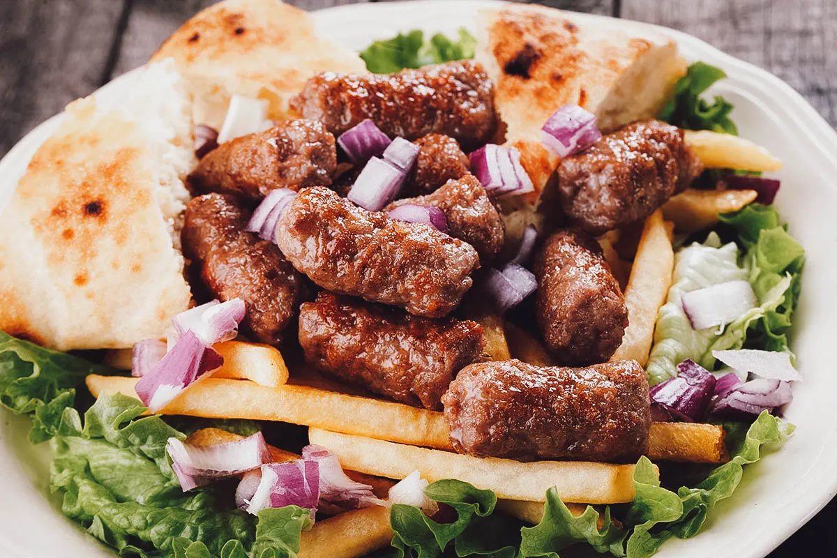 Balkan Food Plate of cevapcici