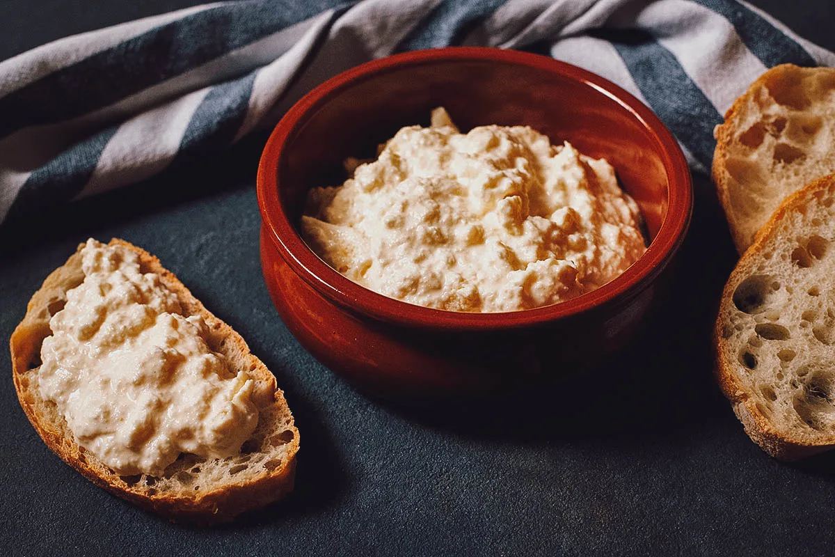Balkan Food Kajmak with bread