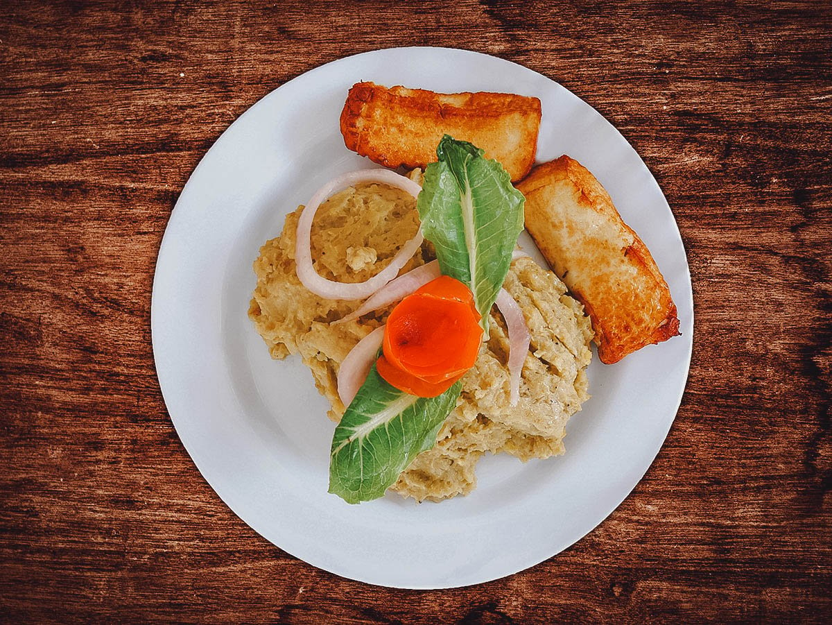 Mangu with a side dish of queso frito, the official breakfast of the Dominican Republic