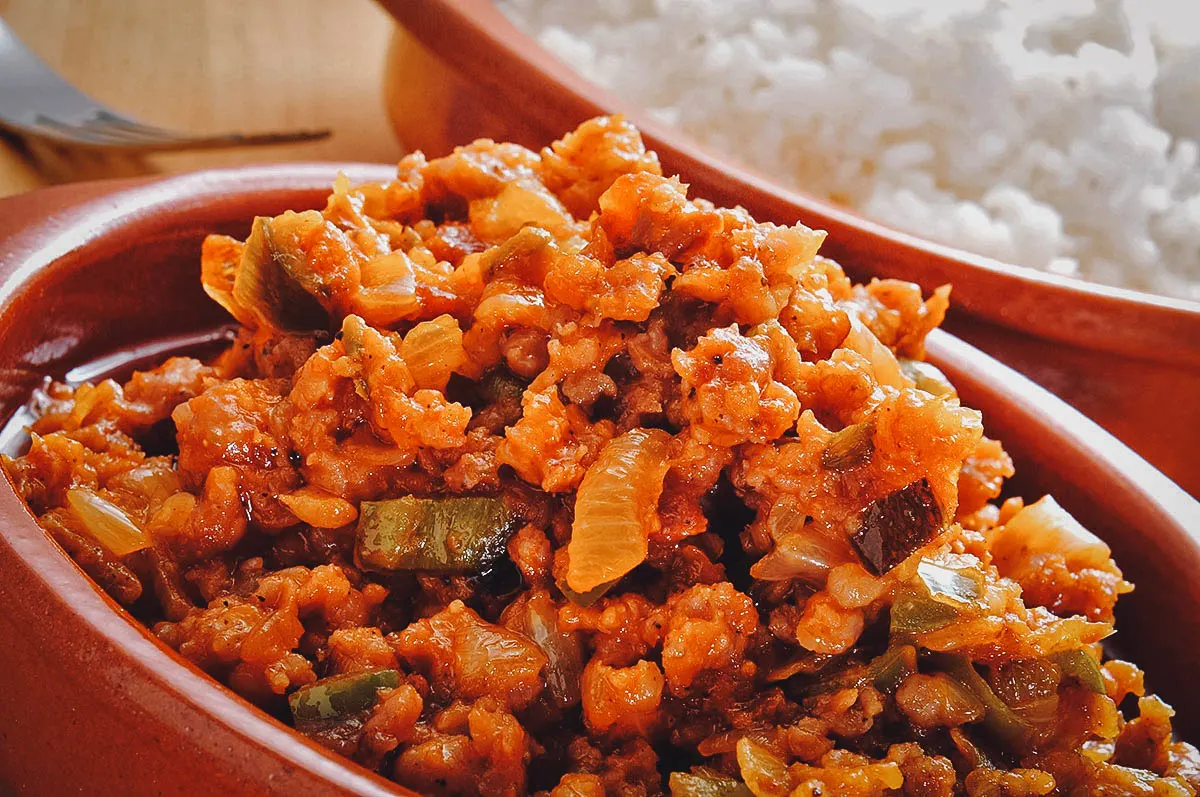 Dominican Food Picadillo, a ground meat dish popular in the Dominican Republic