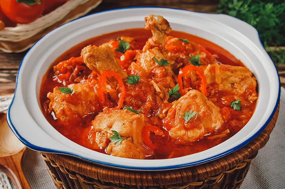 Georgian Food Chakhokhbili, a traditional Georgian chicken stew