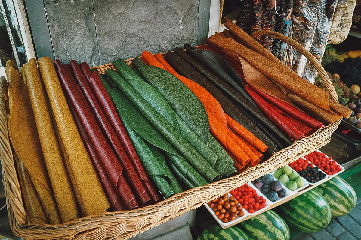 Armenian Food Rolls of t'tu Lavash at the market