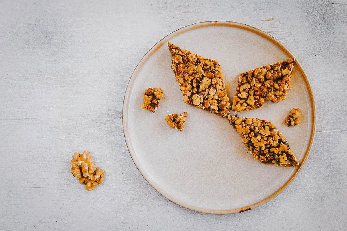 Georgian Food Gozinaki or Georgian peanut brittle