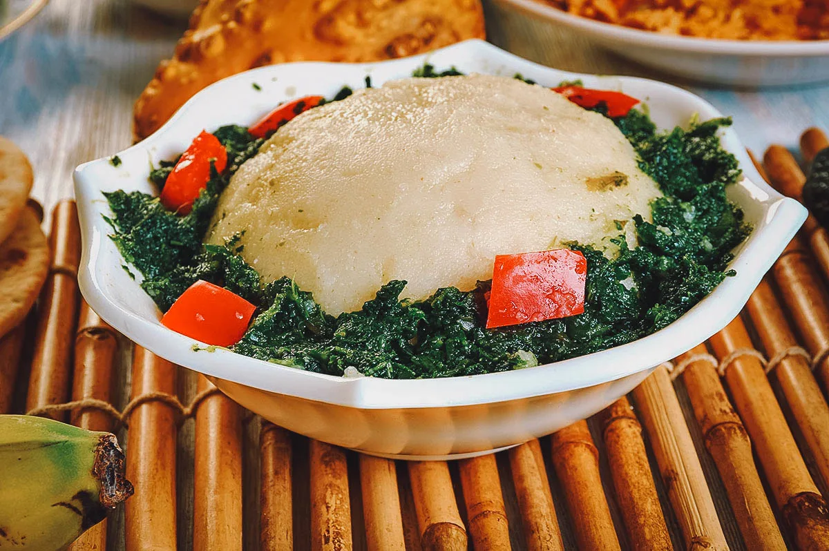 Ugali, a Kenyan staple dish made from maize flour