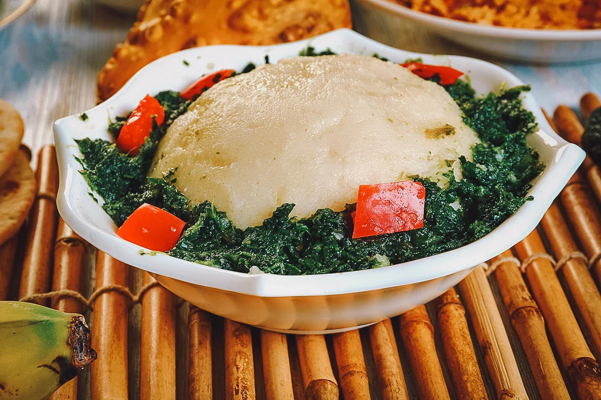 Kenyan Food Ugali, a Kenyan staple dish made from maize flour