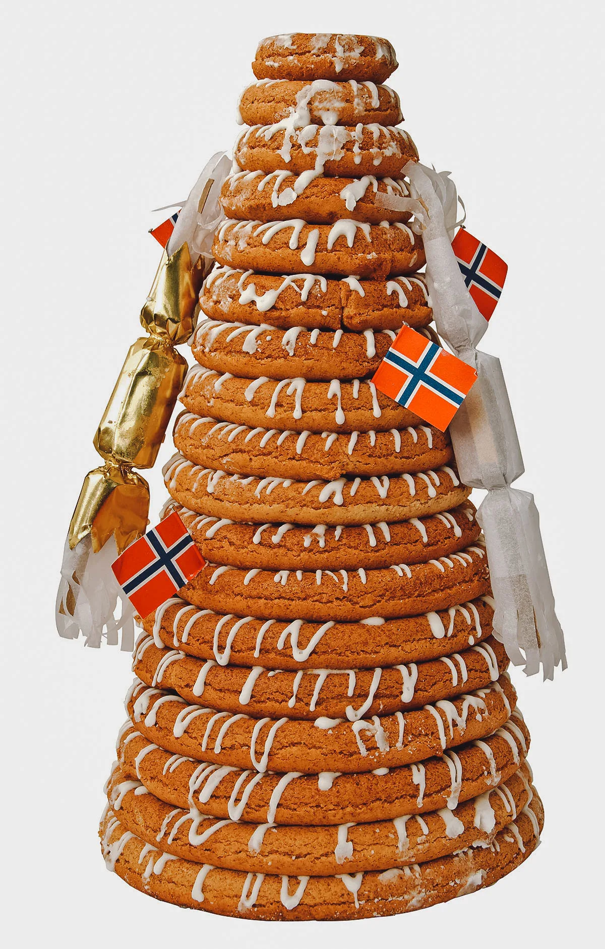 Norwegian Food Kransekake, a traditional Norwegian wreath cake