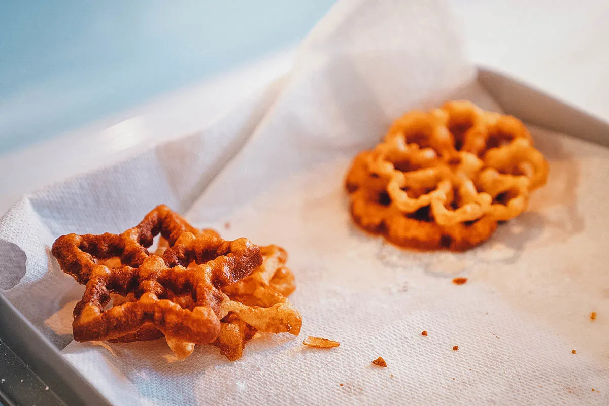 Norwegian Food Rosettbakkels or Norwegian rosette cookies