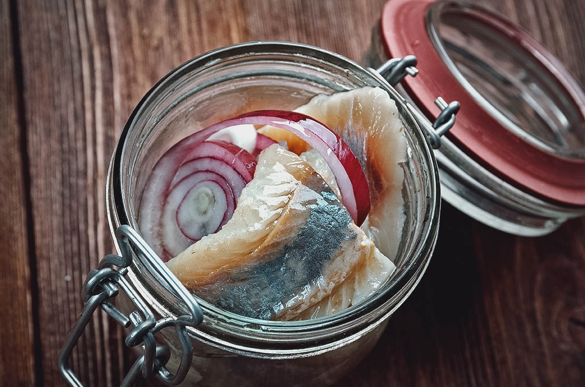 Sursild or Norwegian pickled herring
