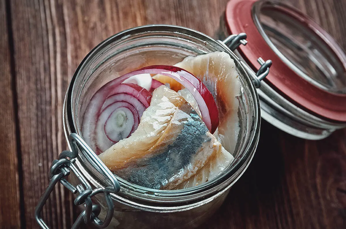 Sursild or Norwegian pickled herring