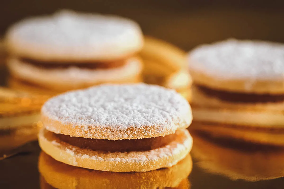 Peruvian Food Alfajores, a popular dessert cookie made with dulce de leche