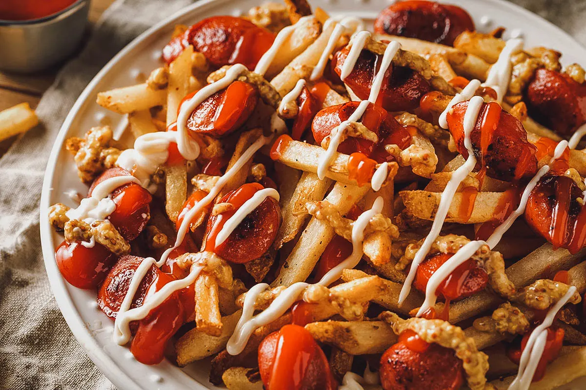 Peruvian Food Salchipapas, a classic Peruvian street food