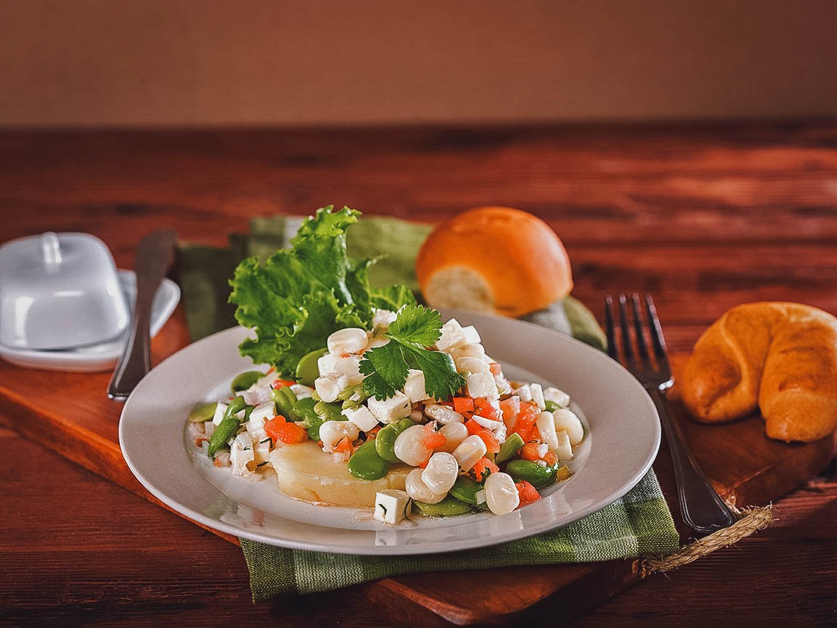 Solterito with queso fresco, a type of Peruvian salad from Arequipa