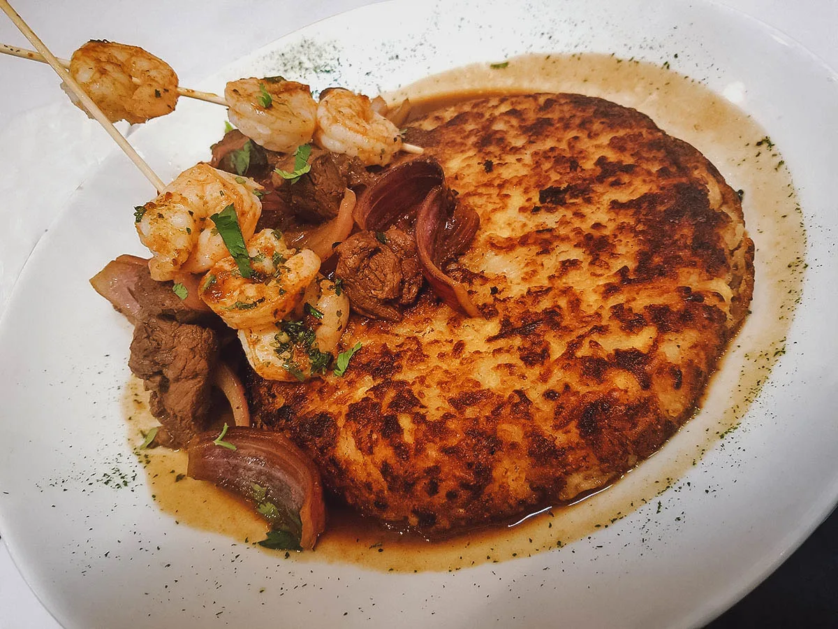 Peruvian Food Tacu tacu, a Peruvian dish made with leftovers