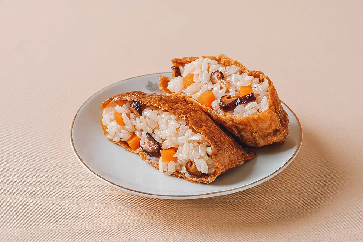 Inarizushi, a type of sushi made with deep-fried tofu instead of nori seaweed