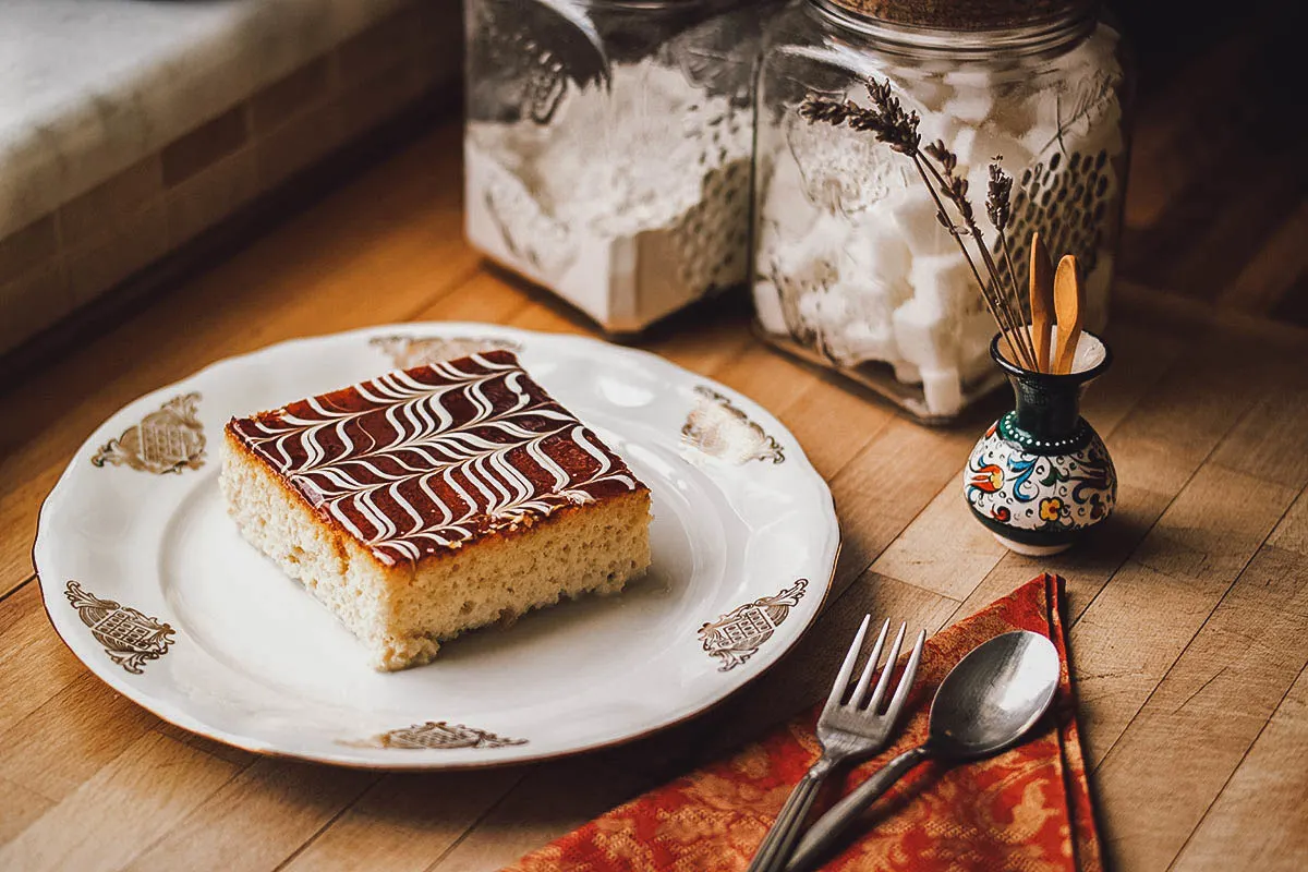 Trilece, a popular Albanian dessert made with three types of milk