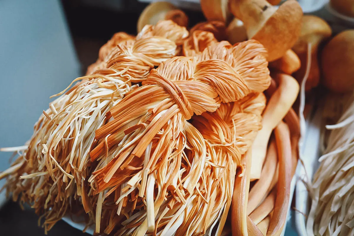 Armenian Food Stack of chechil at the market