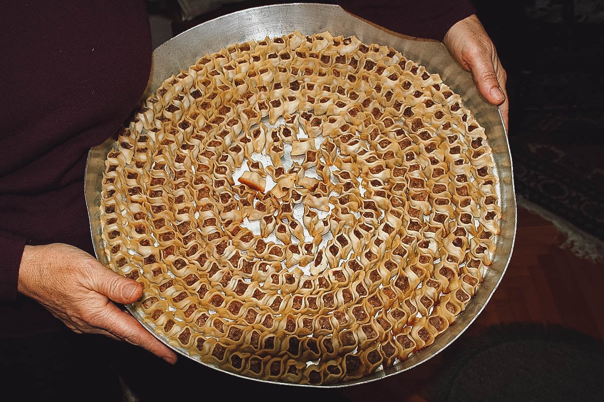 Tray full of manti