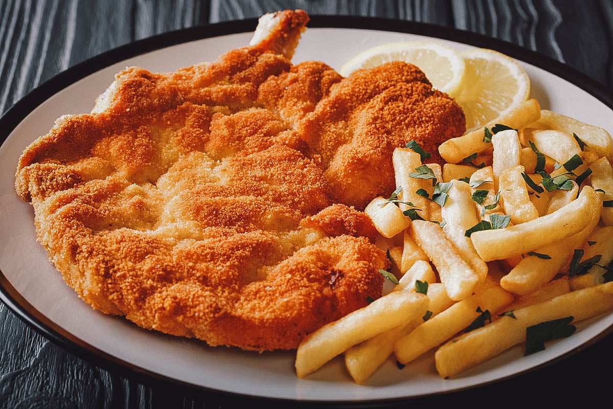 Milanesa, a popular Bolivian dish of breaded meat