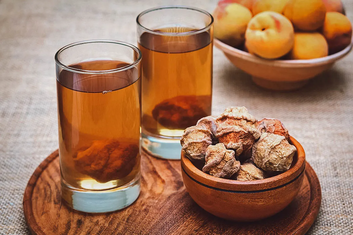 Bolivian Food Mocochinchi, a popular Bolivian drink in La Paz made from peaches